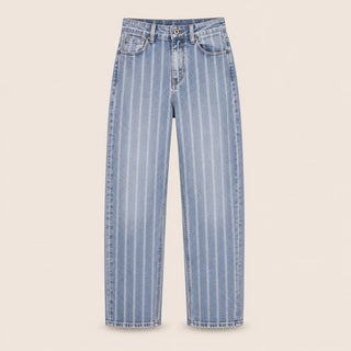 Striped barrel jeans